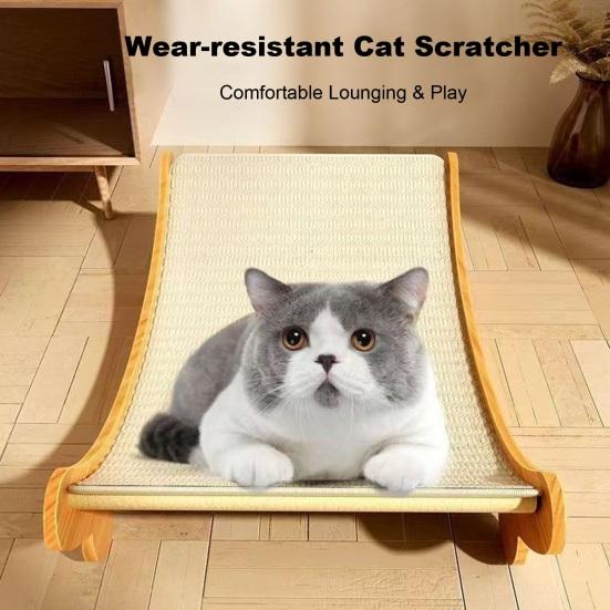 2-In-1 Sisal Cat Scratching Bed Anti-Slip Scratch Board Cat Bed Wear-Resistant Sisal Scratching Lounge Furniture Protector for Cats