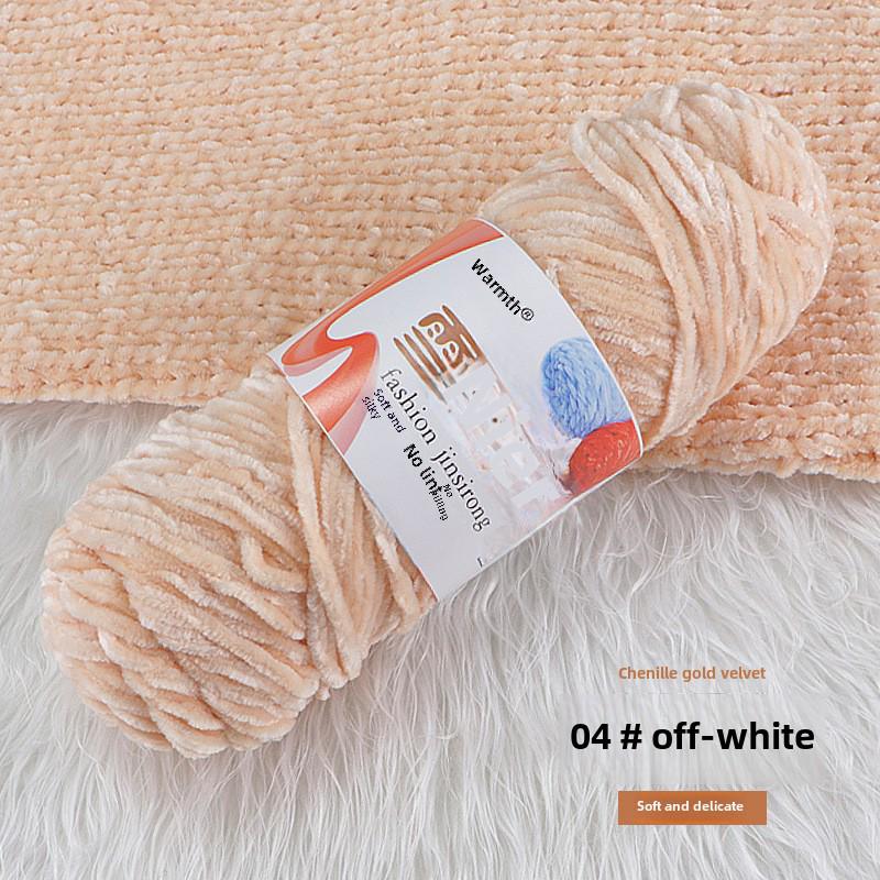 Вязаный шарф, шапка, тапочки крючком из золотистого бархата с шениллом, набор для самостоятельного вязания из кукольной шерсти