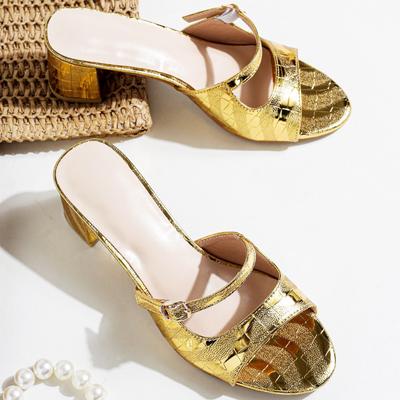 Мода Мода Узкий ремешок Пряжка Слайд Сандалии 42 Большой размер Открытый носок Квадратный каблук Сандалии Женщина Комфорт Нескользящие Отпуск Пляжная обувь