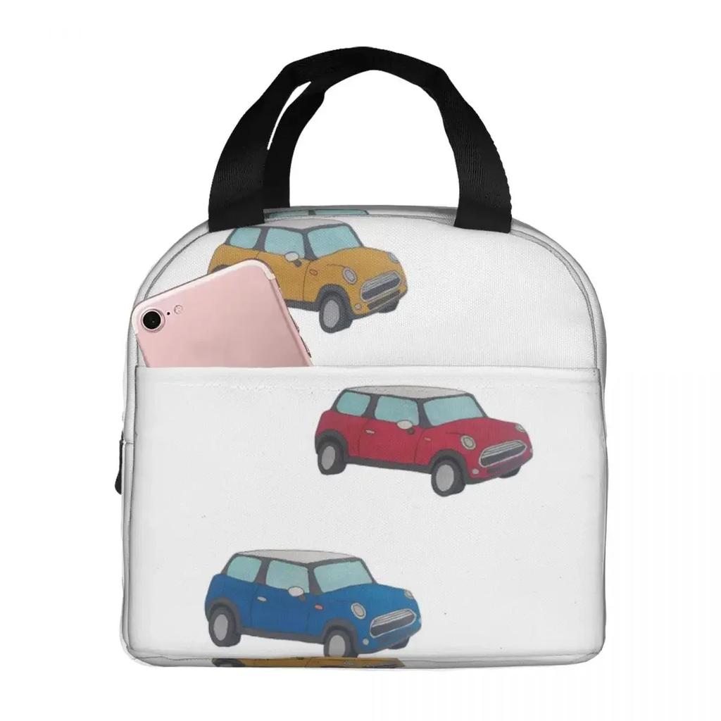 Изолированная сумка-ланчбокс Austin Mini Cooper для женщин и детей, герметичные контейнеры для еды, термоланчбокс, сумка-тоут
