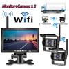 Vehicle Wireless Reverse Camera 7" HD TFT LCD Vehicle Backup Rear View Camera Monitor For Trucks Bus RV Trailer Excavator,Two Cameras