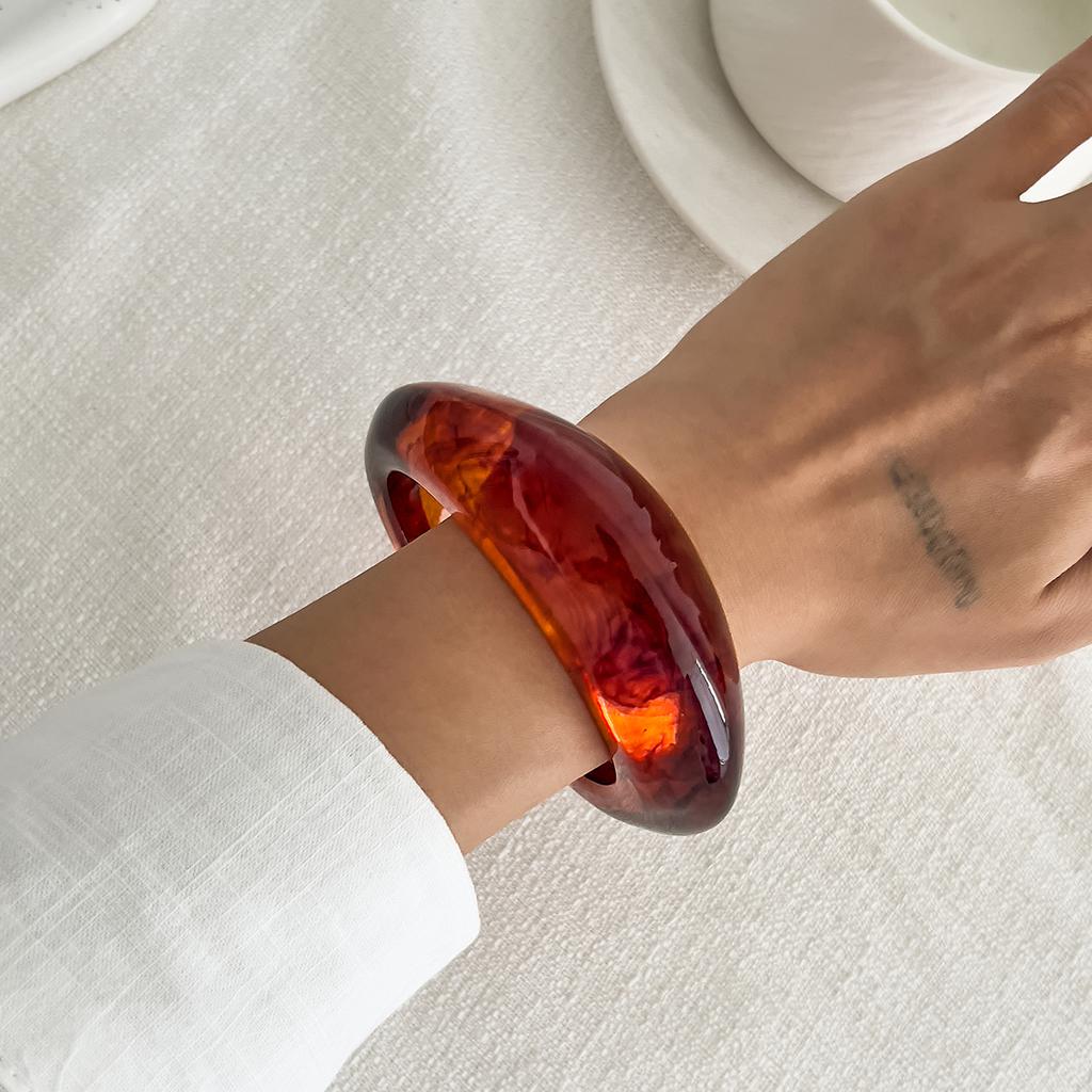 Ingemark 3 Styles Vintage Chunky Resin Bangles for Women New Trendy Punk Irregular Stack Bracelets Couple Jewelry Accessories