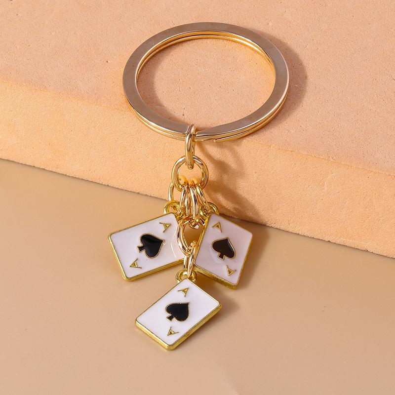 Creative Enamel Heart Ace Poker Keychain Playing Cards Keyring Pendants for Women Girl Handbag Accessories DIY Jewelry Gifts
