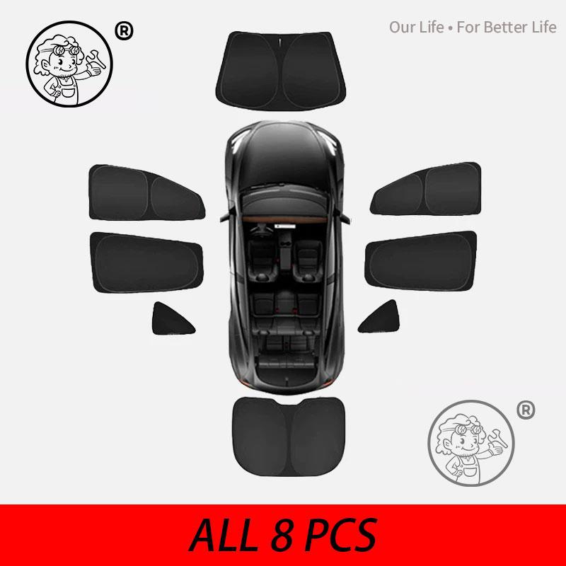For Tesla Model YL 2026 2027 Car Black Sunshade Side Window Privacy Curtains Front Rear Sunscreen Heat Insulation Sunshield