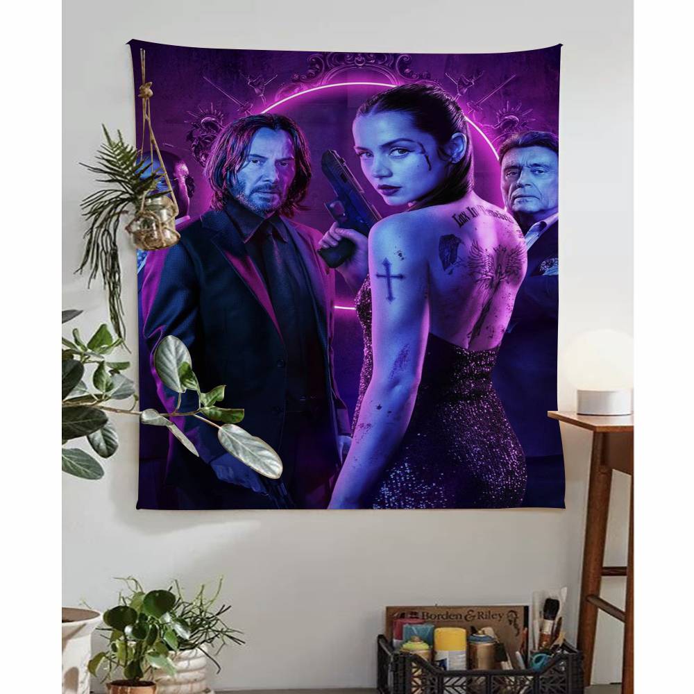 1PC JOHN WICK Cartoon Tapestry Wall Hanging Decoration Household Home Decor