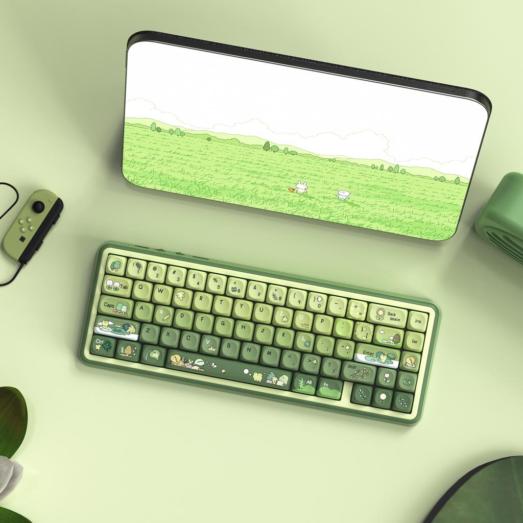 Xiaomi 132 Keys Green 5 Sides Dye Sublimation PBT Keycaps Cute MOA Profile Keycaps for Cherry Gateron MX Switches Mechanical Keyboards