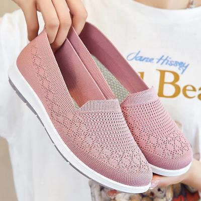 2024 Новые женские туфли из ткани Beijing Cloth Casual Breathable Flat Sole Single Soft Sole Shoes Mom Shoes Pink Women Casual Shoes