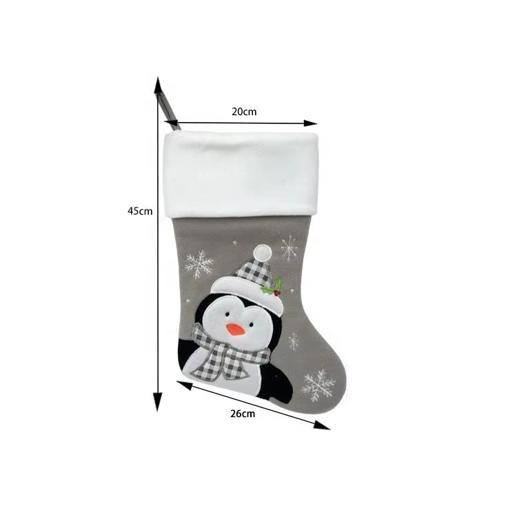 2025 Christmas Stockings for Cheerful Celebrations Grey Xmas Tree Ornament with Candy Bag Holiday Gift Decoration