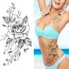 Women Sexy Temporary Tattoo Stickers Black Roses Pattern Full Flower Design Used for Arm Body Art Big Large Fake Tattoo Stickers
