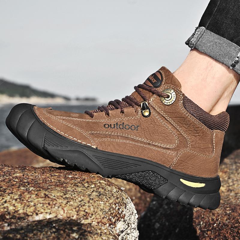 Мужская обувь из натуральной кожи, кроссовки, водонепроницаемые уличные мужские ботинки, удобная мужская прогулочная обувь