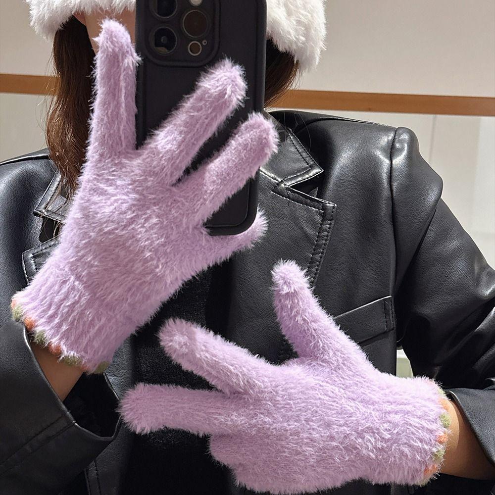 Elastic Fleece Women's Gloves Korean Style Ski Mittens Mink Velvet Gloves For Girls Winter