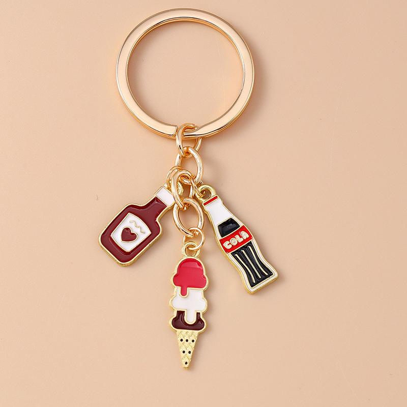 Cute Enamel Red Wine Keychain Simulation Drink Key Ring Pendant for Car Key Holder Women Girls Handbag Decor DIY Jewelry Gift