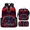 Школьный рюкзак Marvel Venom 3, детский рюкзак-сумка с принтом Venom, набор из трех предметов