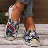 Large Size Single Shoe Women's 2025 Flat Bottom Anti Slip Printed Bean Shoes Lazy Shoes