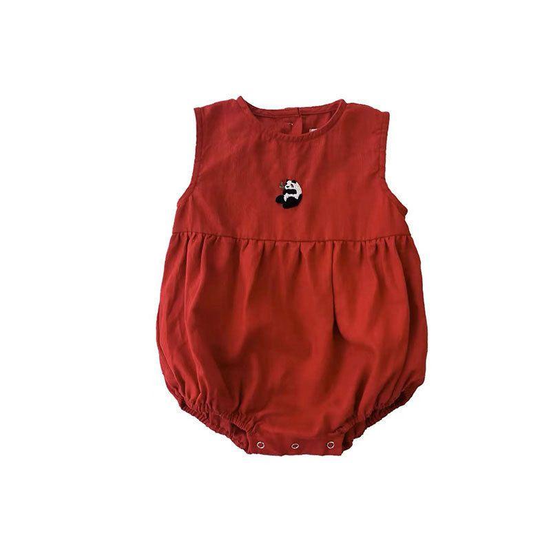 Little Alice Children's Cotton and Linen Romper, Sleeveless Jumpsuit for Infants and Toddlers, Purely Hand-Embroidered Baby Romper
