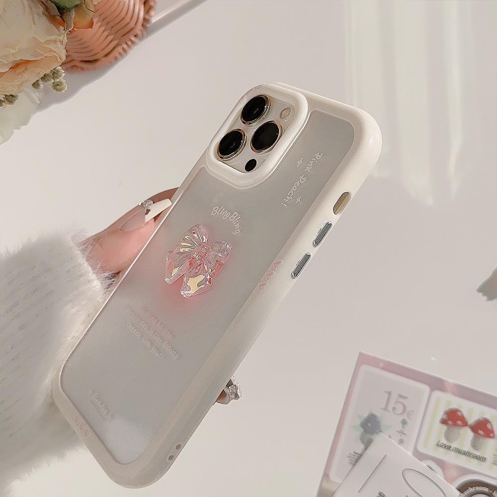 Для iPhone15 Sfumato Bow Чехол для телефона для Apple 17ProMax Sweet 16 Акриловый 12 Трехмерный 13