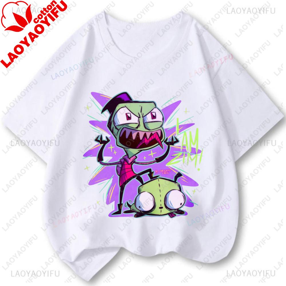 Invader Zim Graphic T Shirts Unisex Unisex Cartoon Tv Vintage Popular Shirt Fashion Kawaii Cute Creativity ShortSleeved Tees
