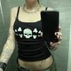 European and American Summer Y2K Printed Black and White Gothic Clothing Camisole Top