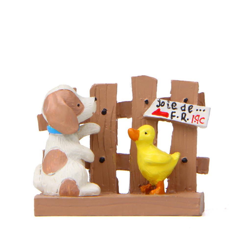 Cartoon Fence Cute Duck Dog Mini Model Ornament For Home And Decoration Garden