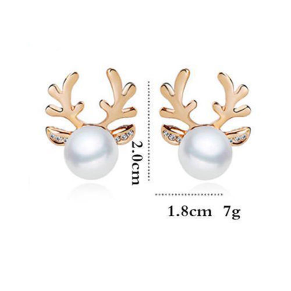 1 пара Аксессуары Вечеринка Рождественский подарок Жемчужные серьги-олени Рождественские украшения Серьги-гвоздики в виде северных оленей