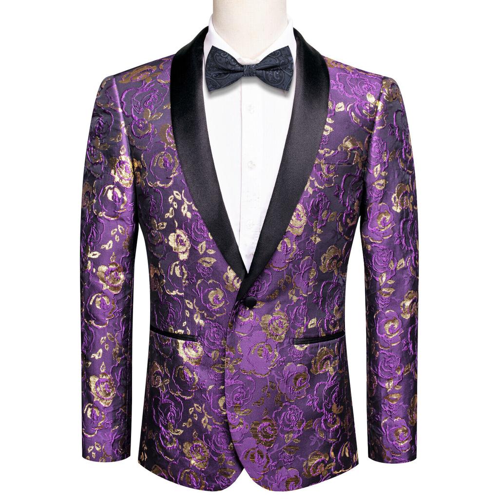 Men's Floral Dress Suit Luxury Embroidered Wedding Blazer Dinner Tuxedo Jacket