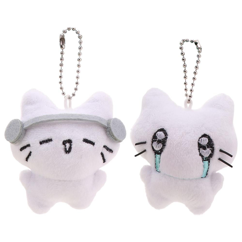 Bag Hanging Sad Cat Doll Keychain Funny Key Ring Cute Earphones Cat Pendant Backpack Decor