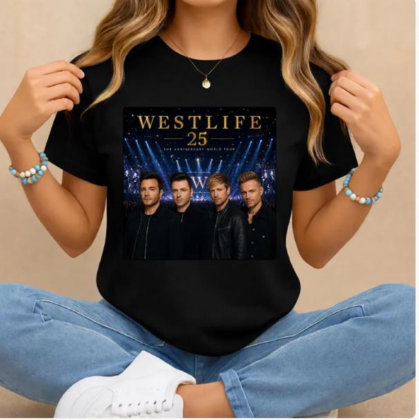 Футболка к 25-летнему юбилейному туру Westlife, Концертная футболка Westlife, Мировой тур 2026 Te