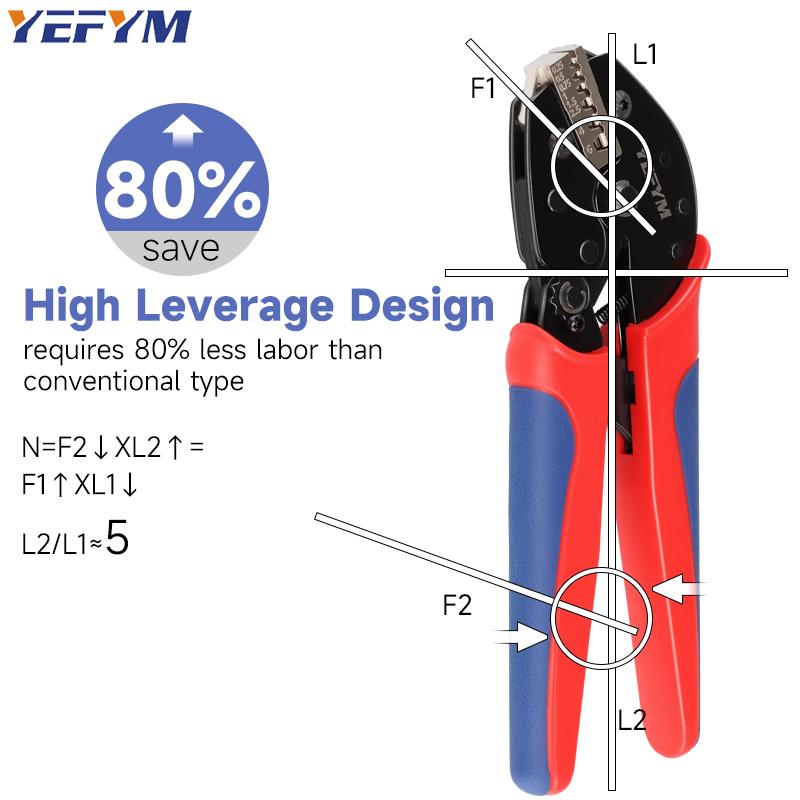 YMS-06WF Electrician Special Tubular/Pin Type Terminal Crimping Pliers 0.5-6mm² Cold-Pressed Wire Crimpers"