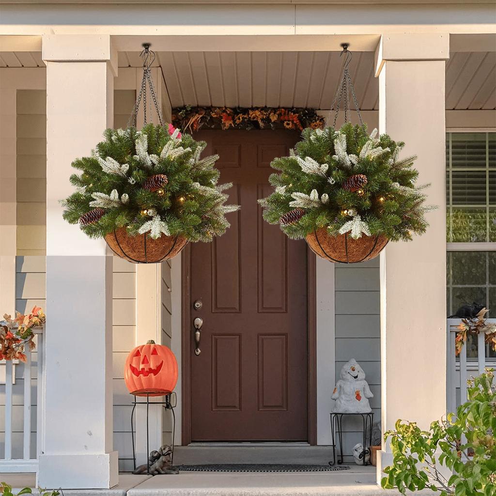 Christmas Wreath Mixed Decorations And Led Lights-Frosted Berries