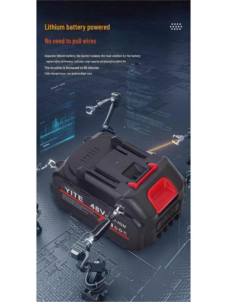 Wireless High-Pressure Car Wash Gun: Portable Lithium Battery Watering Tool for Home Use