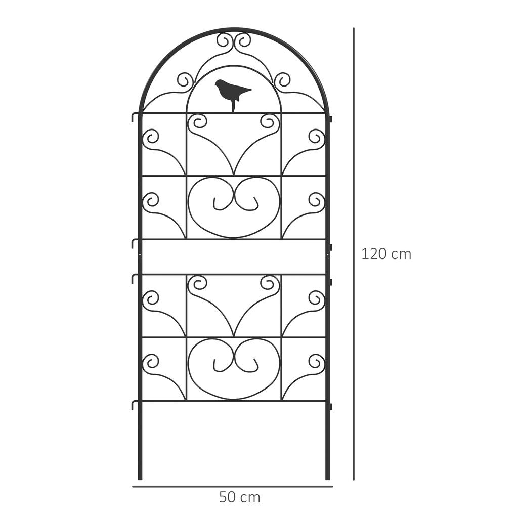 Rankgitter Metal 2 Piece Set For Inserting Rust Free Plant Support With Bird Design For Climbing Plants 50x120 Cm Black
