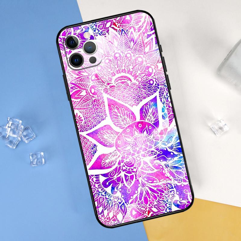 Индийский Цветочный Хна Мандала Чехол Для Телефона Для iPhone 16 Pro Max 12 13 Mini 11 14 15 Pro Max XR 16 15 Plus 16e Обложка Корпус