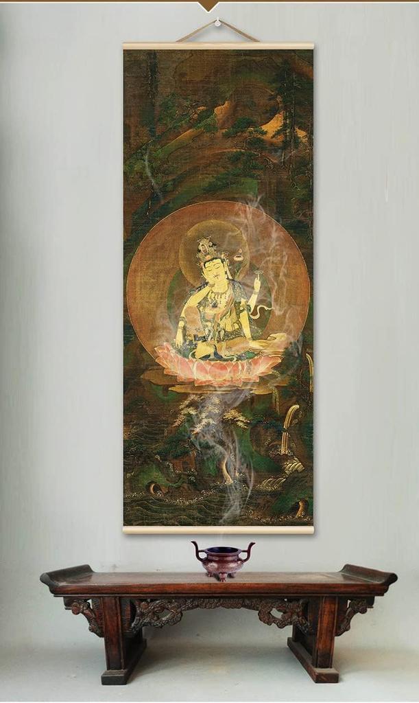 Buddhist Statue Hanging Scroll Hanging Scroll for Buddhist Memorial Buddhist Buddhist Japanese Room Decoration "Nyoirin Kannon" Altars, Services,