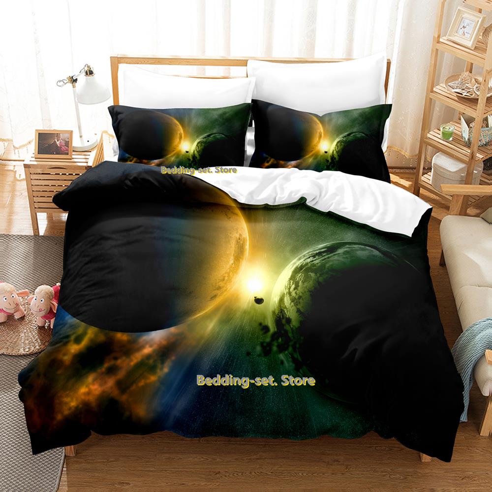 Комплект постельного белья Planets Single Twin Full Queen King Size Bed Set Adult Kid Bedroom Duvetcover Sets Outside Space Universe Bed
