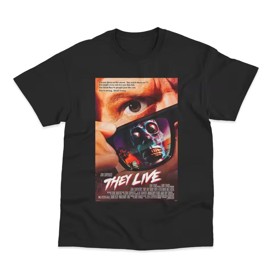 They Live T-and kids tshirt Men Classic John Carpenter Sci-Fi Movie Graphic Tee Retro Alien Conspiracy Streetwear Short Sleeve Casual Top