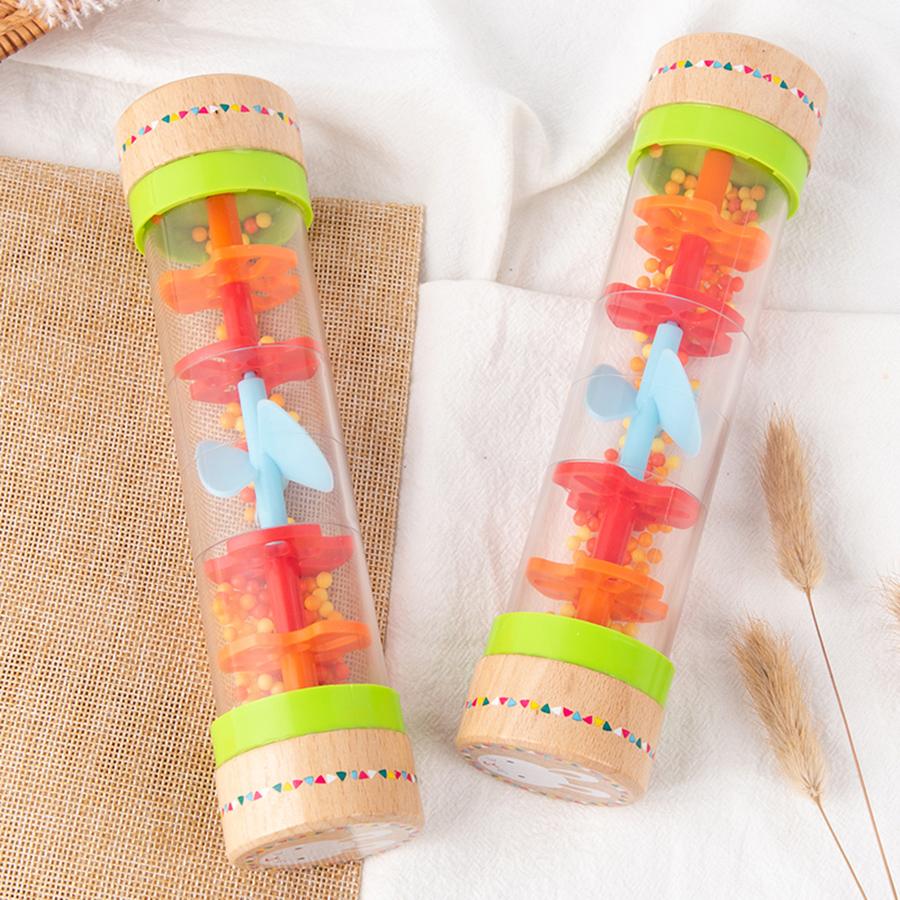 Montessori Baby Rain Stick Rainbow Hourglass Rain Music Rattle Baby Educational Toy Rainmaker Montessori Sensory Toys for Kids