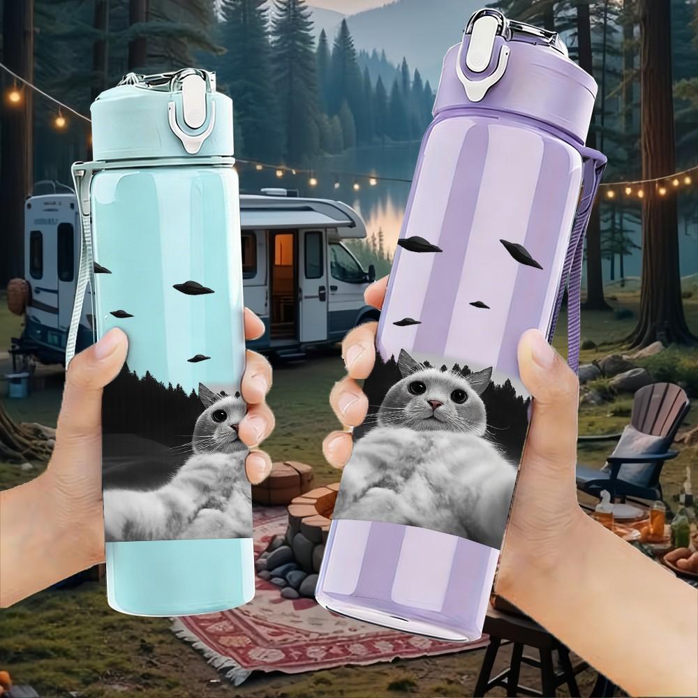 1PC Relaxed Sloth Monochrome 750ml Color Plastic Sports Water Bottle Leakproof Flip Straw Lid Suitable for Sports Office Home Use