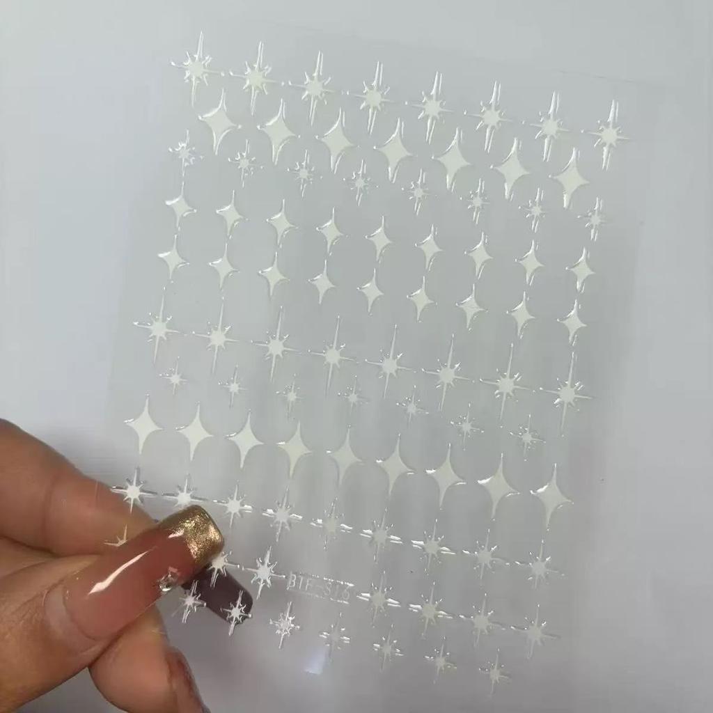 Magnetic Nail Art Sticker Ins Fenghuang Silver Eight Star Black and White Star Glue Nail Sticker
