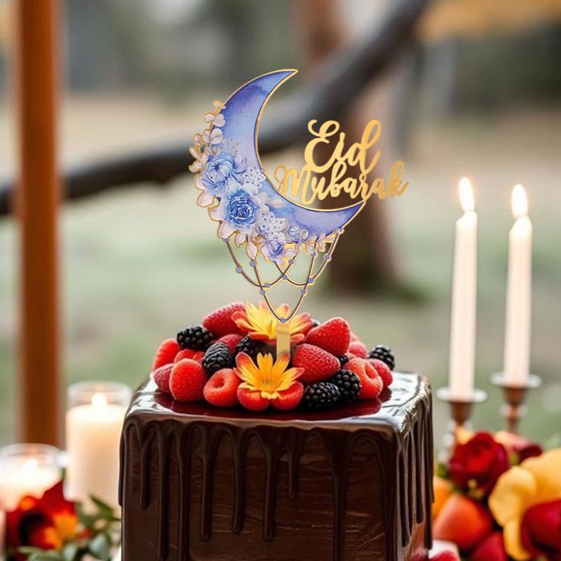 2025 Ид Мубарак Акриловый Топпер для Торта Исламский Мусульманский Рамадан Украшения для Вечеринки Луна Цветок Торт DIY Инструменты для Выпечки Подарок на Ид