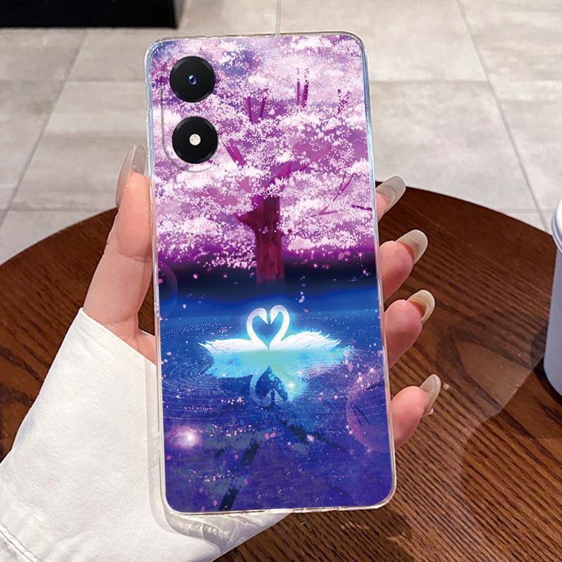 Casing For Vivo Y02S V2203 Case Aesthetic Fashion Cute Cat Cartoon Astronaut Soft Silicone Back Cover Transparent TPU Phone Case