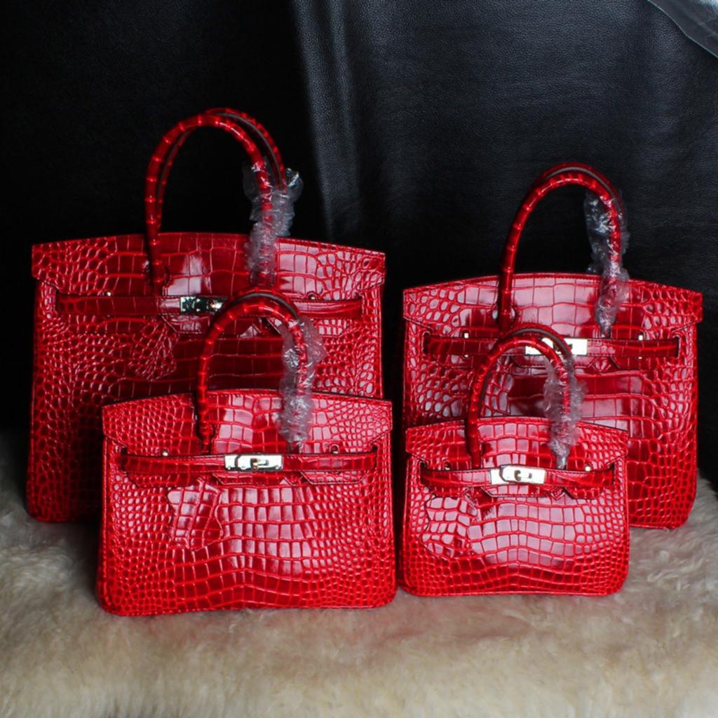 FD64102940 осень и зима новая платиновая серия макарон узор крокодила портативная наплечная сумка из коровьей кожи 25 см