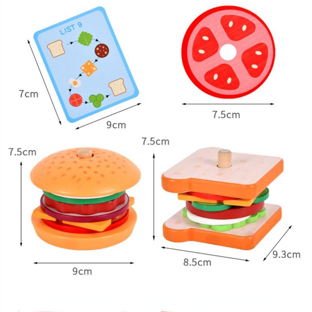 Деревянный бургер Монтессори, складывающиеся игрушки для малышей и детей дошкольного возраста, развивающие игрушки, игрушка для развития мелкой моторики