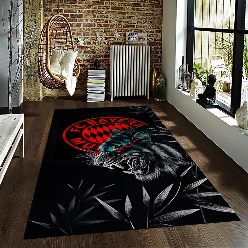 "Black Panther Design Carpet with FC Bayern Munich Logo, Unique Style" Suitable for use as an anti-slip for living room bedroom sofas