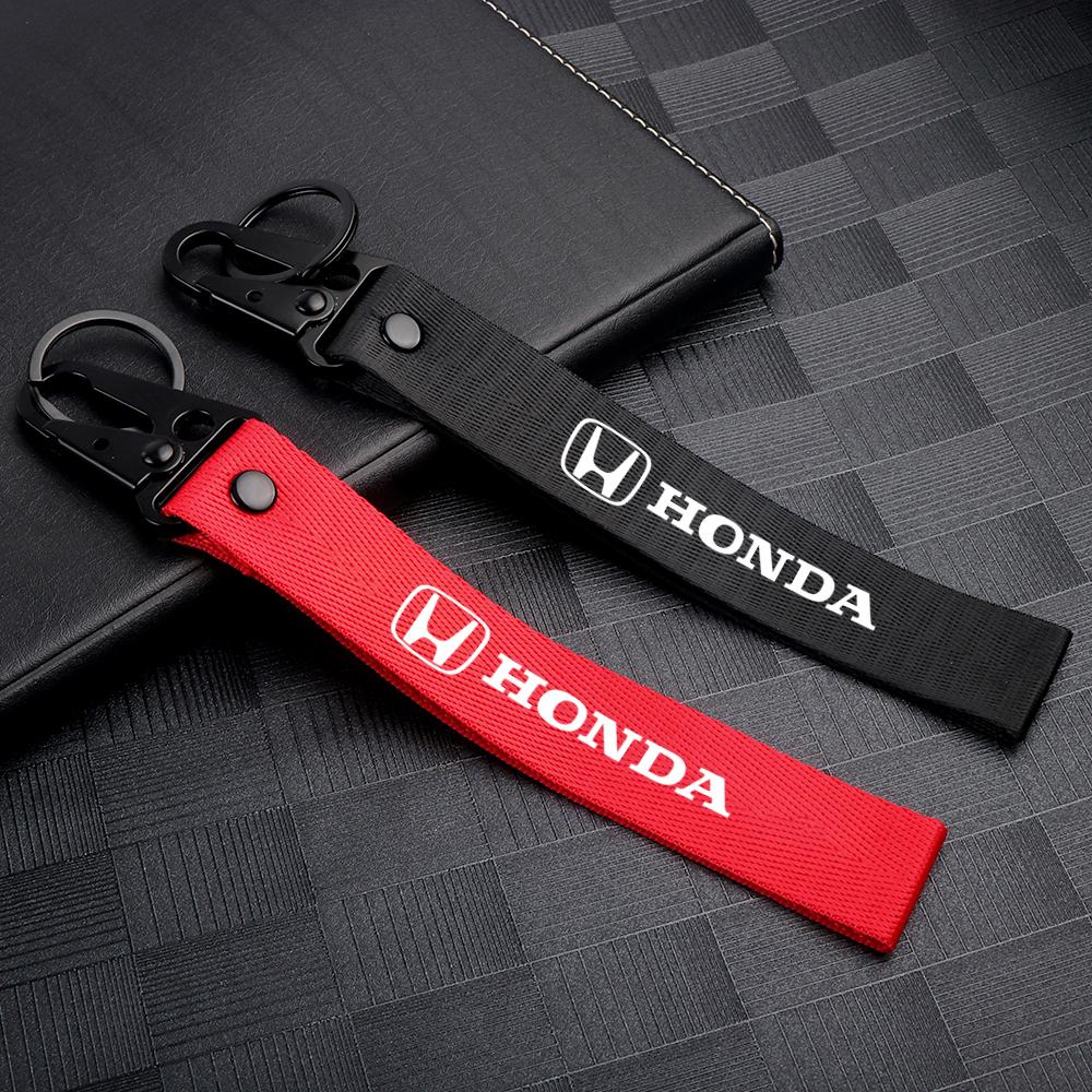 1pcs Car Zinc Alloy Logo Keychain Keyring Key Holder Hang Rope For Honda Civic Accord Hrv City Jazz CR-Z Element Insight MDX RF6