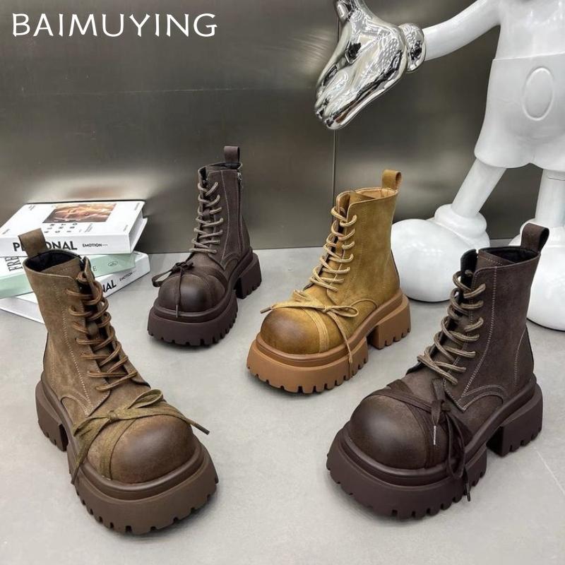 Женские зимние ботинки на толстой платформе с ботильонами на среднем каблуке с бантом, модные кожаные туфли для женщин, зима 2024, тренд, готика, челси, ботинки-ботинки Mujer