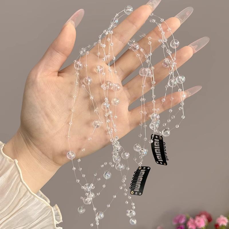 Girls Mermaid Tassel Hair Clip Colorful Beads Duckbill Barrette Sweet Accessories for Party Birthday Everyday Hairstyles