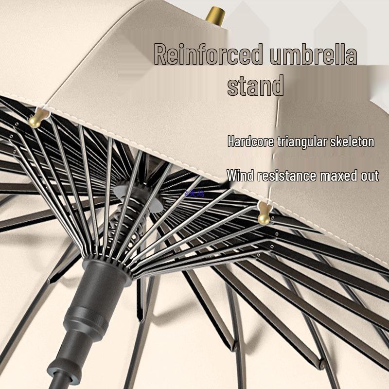 Очень большой женский ветрозащитный зонт на 24 спицы для двоих с длинной ручкой и крючком