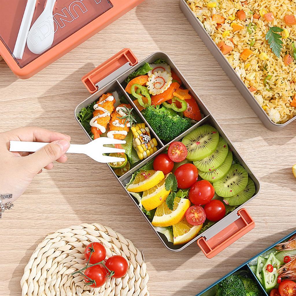 Double-layer Student Lunch Box With Seasoning Box  Worker Microwave Heating Lunch Box Student Special Compartment Lunch Box