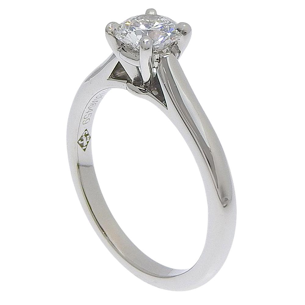 CARTIER Solitaire Ring 0.46/E/VS1/EX Pt950Platinum/diamond #4.3(US Size) 3.9g Women Used