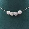 Stones and Minerals. Necklace 4 Howlite Beads 8 Mm. Stainless Steel Chain Necklace Women Men. Customizable Size.